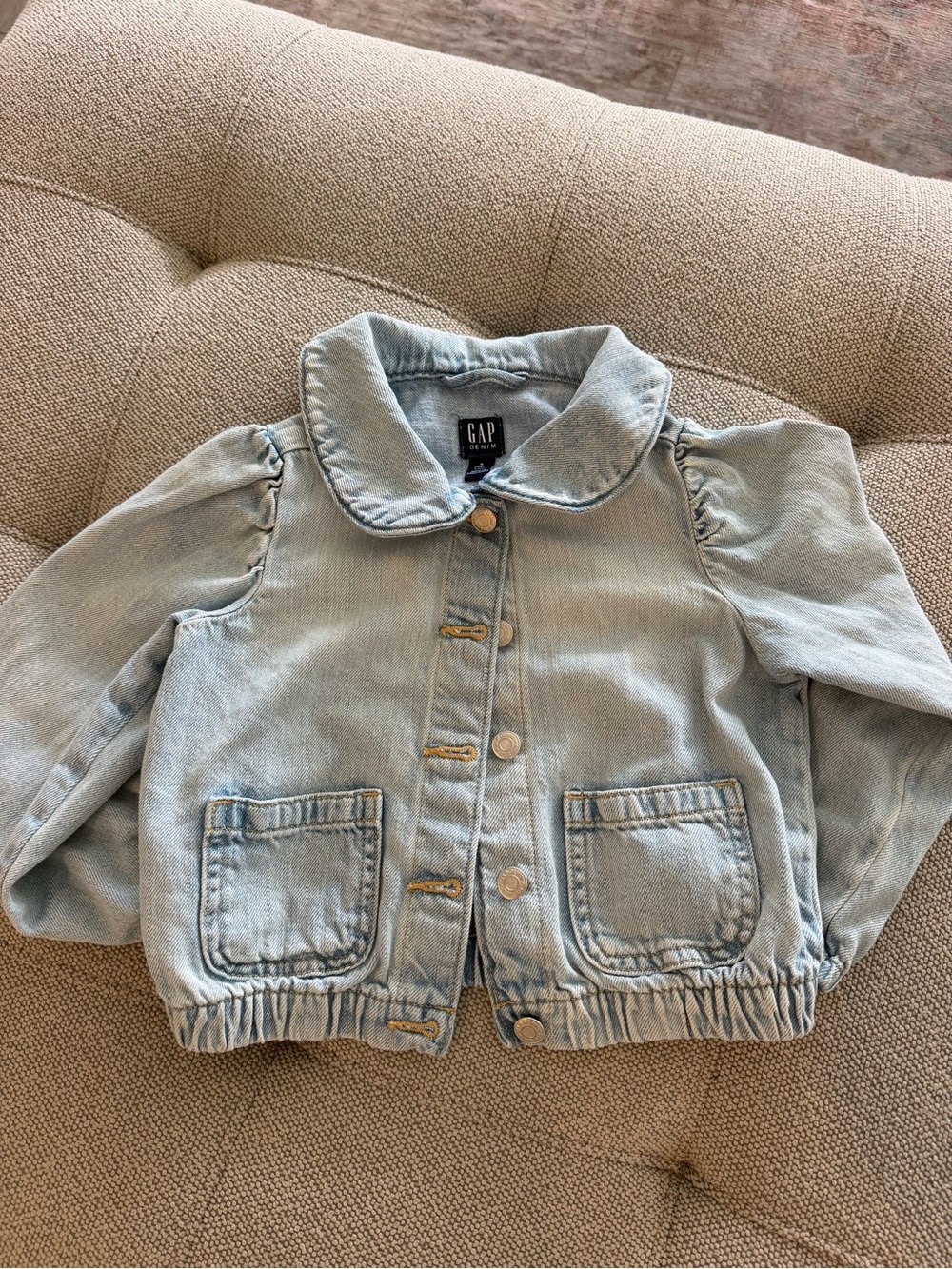 GAP Pale Blue Kids Denim Jacket with Rounded Collar